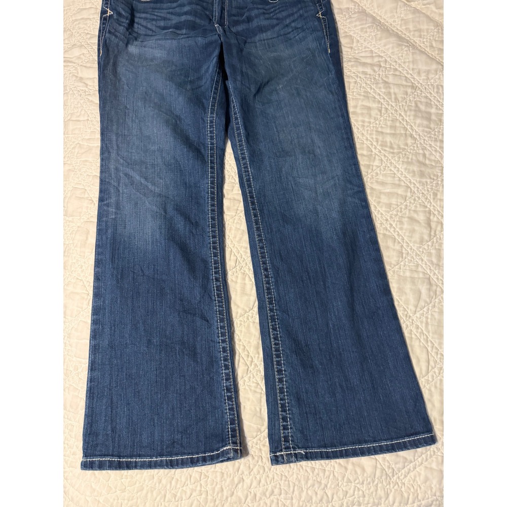 Ariat REAL Riding Jean Women 34R Blue Ocean Whipstitch Bootcut Denim - Picture 6 of 12